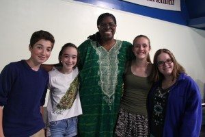 Dr. Kathy Bullock and assorted adoring students.  Photo by Christina Gabriel.