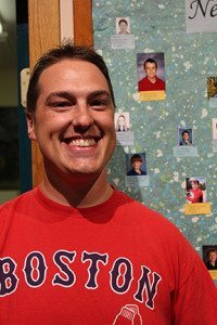 Kyle Forgey '01 stopped byduring summer 2014, and posed upon request next to a photo of new student Kyle Nitzsche '19 - same name, similar smile...